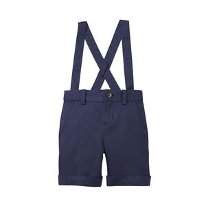 COPY - Janie and Jack Navy Linen Suspender Shorts
